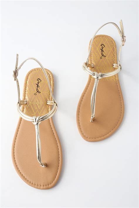 Cute Gold Sandals Thong Sandals Flat Sandals Lulus