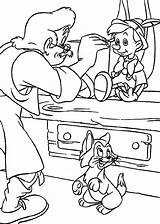 Pinocchio Figaro Cartoons Coloringtop Colorear Puss Pinocho sketch template