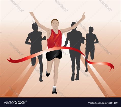 winner runner crossing finish  sports champion vector concept