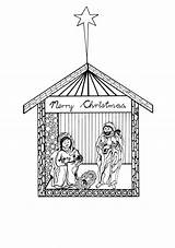 Nativity Coloring Printable Scene Pages Christmas Allfreechristmascrafts Templates Printables Cards Santa Letter sketch template