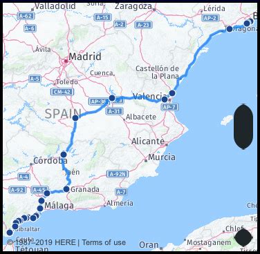 distance  barcelona spain  algeciras spain google maps mileage driving