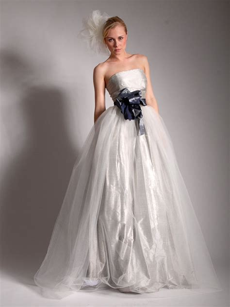 janine silk shantung strapless ball gown with hidden pockets and tulle