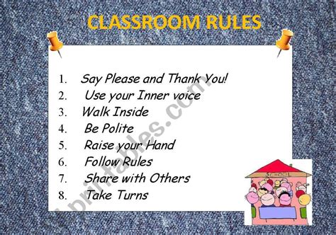classroom rules esl worksheet  rabear