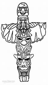 Totem Pole Coloring Pages Drawing Poles Wolf American Native Northwest Pacific Printable Easy Kids Eagle Faces Template Owl Sketch Alaska sketch template