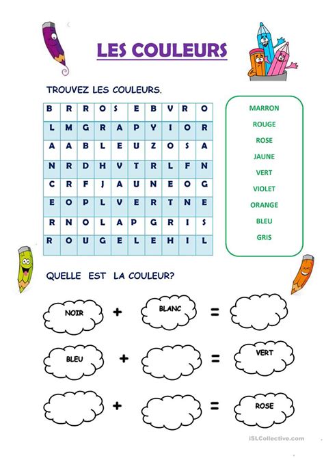 Les Couleurs Fiche D Exercices Fiches Pédagogiques