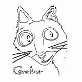 Coraline Coloring Pages Books Printable Cat sketch template