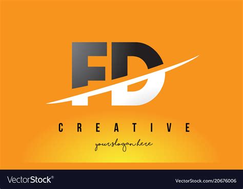 fd   letter modern logo design  yellow vector image