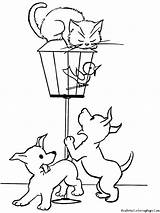 Cat Coloring Pages Printable Dog Cage Animal Cute Stuck Animals Kitty Color Kids Print Detailed Kitten Traceable Cats Two Getcolorings sketch template