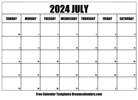 july  calendar  blank printable  holidays
