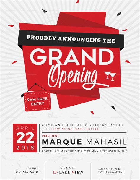 grand opening flyer design template  word psd publisher illustrator