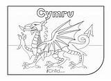 Welsh Dragon Colouring Flag St Coloring David Pages Printable Wales Davids Colour Saint Cymru Ichild Rugby Outline Patterns Crafts Stencils sketch template