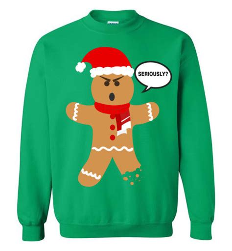 Ugly Christmas Sweater Gingerbread Man Seriously – Otzi Shirts