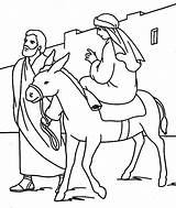 Donkey Mary Joseph Coloring Pages Bethlehem Journey Color Beside Walking sketch template