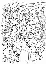 Coloring Pokemon Pages Group Library Clipart Characters sketch template
