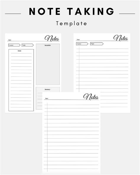 student note  template printable note  template etsy
