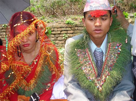 nepalese bride groom and bride during the wedding ceremony photo