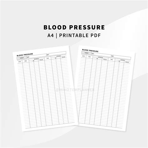 blood pressure log tracker printable  size templates  etsy