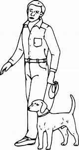 Man Dog Coloring Person Drawing Clipart Outline Clker Walking Pages Standing Pet Clip Online Cliparts Royalty Tall Vector Boy Domestic sketch template