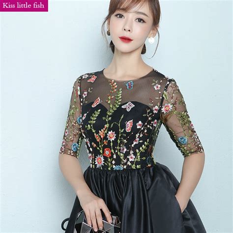Free Shipping New Arrival Formal Dresses Embroidery Black Sex Short