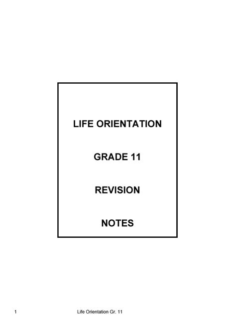 revision notes gr  life orientation life orientation grade  revision notes term  week