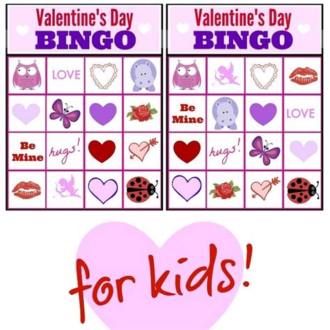 valentine bingo game printable collection  kids