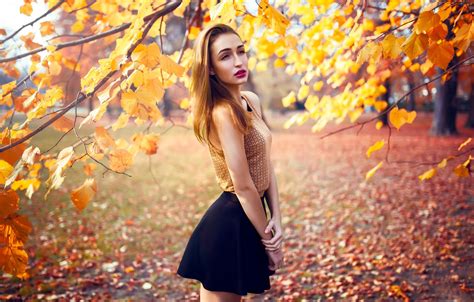 Обои Girl Fall Beautiful Model Tree Autumn Beauty Woman Fashion