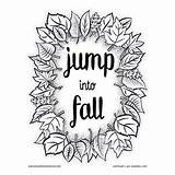 Fall Into Coloring Jump Leaves Autumn Want sketch template