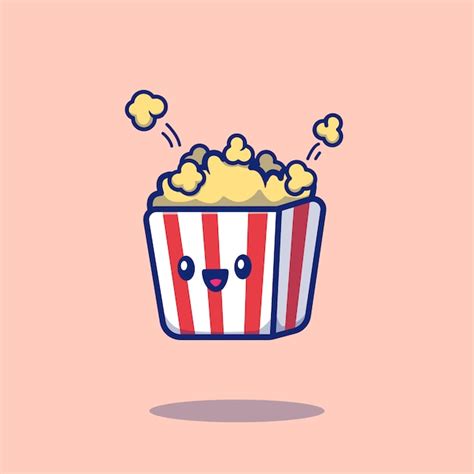 Premium Vector Cute Popcorn Cartoon Icon Illustration Food Icon