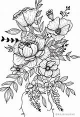 Drawings Botanical Drawing Flower Leaves Tattoo Leaf Coloring Pages Flowers Visit Tattoos Adult sketch template
