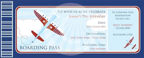 Airplane Birthday Invitation Boarding Pass Invitation