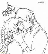 Coloring Pages Kiss Mistletoe Band Christmas Kissing Under Anime Printable Drawing Color Lips Print Template Getdrawings Getcolorings Romantic Kids Line sketch template