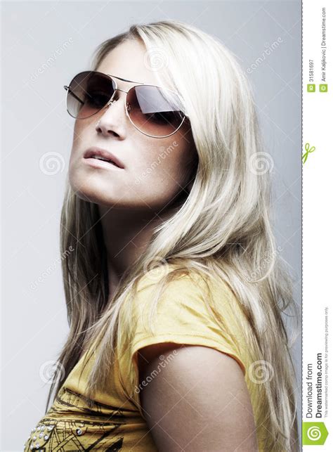 Stunning Female Model Wearing Sunglasses Stock Image