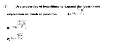 solved  properties  logarithms  expand  logarit cheggcom