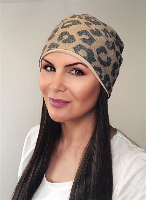 Soft Leopardl Beanie Hat With Hair Attached