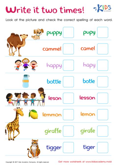 spelling practice worksheet downloadable   children
