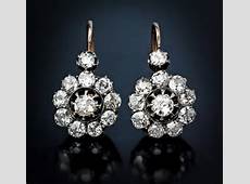Antique Russian 2.85 Ct Sparkling White Diamond Cluster Earrings