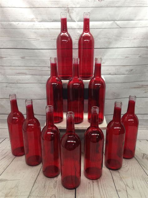 12 Red Flat Bottom 750ml Glass Beer Wine Bottles Parties