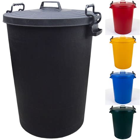 outdoor plastic waste bin trash  rubbish heavy duty lid coloured uk  ebay