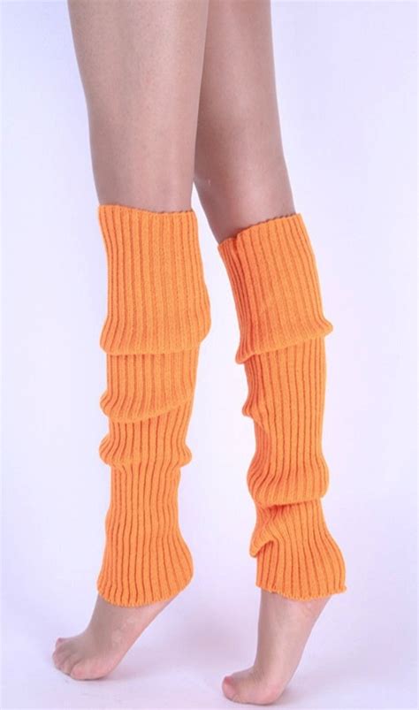 Orange Licensed Womens Pair Of Party Legwarmers Knitted