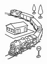 Coloring Pages Trains Train Kids Printable Color Railroad Colored Toy Set Station sketch template
