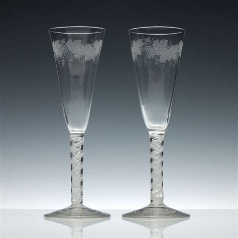 pair of 19th century victorian champagne glasses c1850