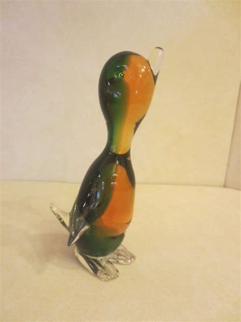Murano Glass Duck Figurine Sommerso Art Glass By Russellsretro