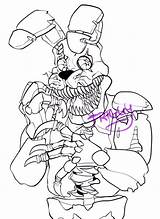 Bonnie Nightmare Coloring Pages Fnaf Freddy Nights Five Lineart Speedpaint Included Template Msp sketch template