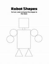 Shapes Shape Robot Cut Coloring Pages Printable Worksheets Activities Paste Color Worksheet Preschool Kids Robots Glue Kindergarten Gif Make Cutting sketch template