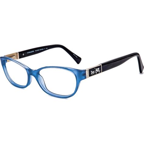 coach eyeglasses hc 6061 emma 5259 milky blue black b shape frame 50