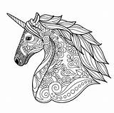 Unicorn Coloring Simple Unicorns Head Pages Adult sketch template