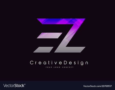 ez letter logo design purple texture creative vector image