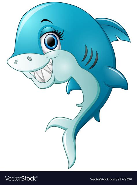happy shark cartoon isolated  white background vector image