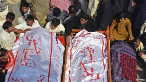 Pakistan Mosque Blast Mass Funerals For Shia Victims Bbc News