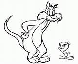 Tweety Coloring Sylvester Pages Bird Tunes Looney Kids Cartoon Bugs Bunny Printable Gonzales Speedy Baby sketch template